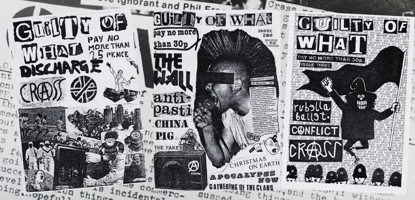 Punk fan magazine using distressed type