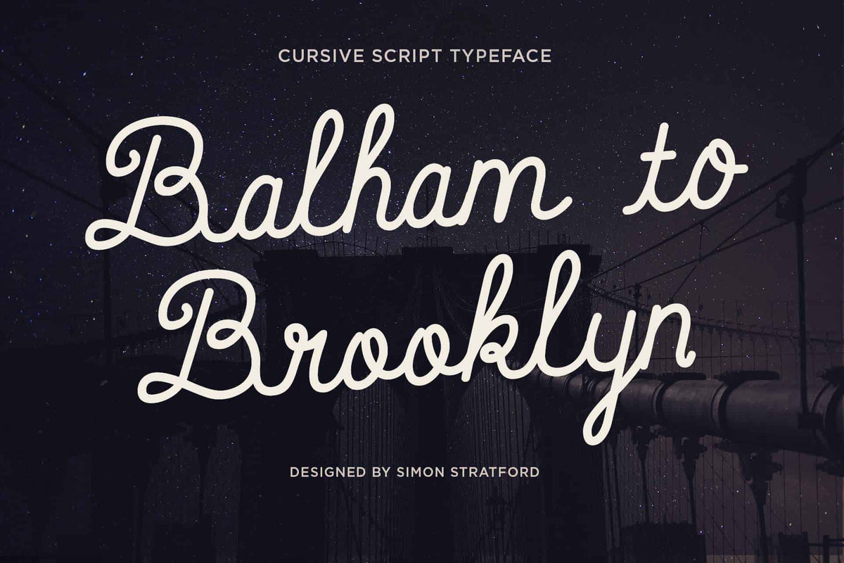 Balham to Brooklyn example for retro café script typography