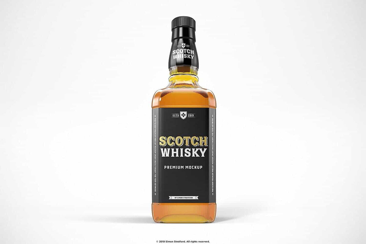Scotch whisky bottle mockup example for whisky bottle label mockup