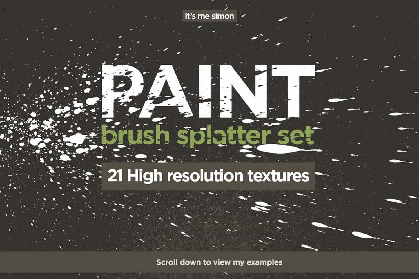 Paint Brush Splatter Set example for ink splatter design technique