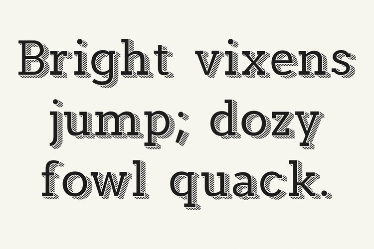 Airbag font by Simon Stratford reading Bright vixens jump, dozy fowl quack