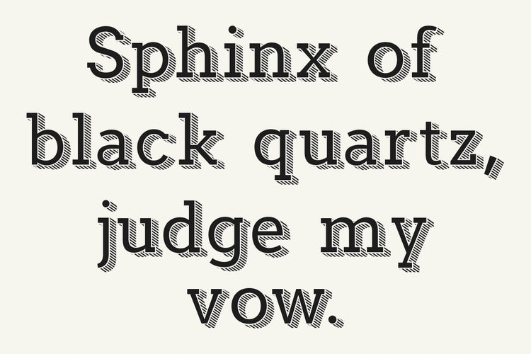 Airbag display font sample reading Sphinx of black quartz, judge my vow