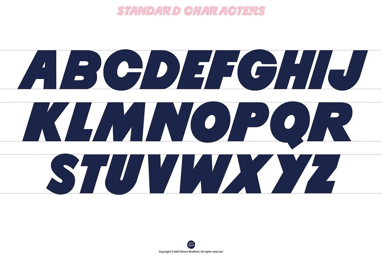 Misfitz font character set highlighting high-impact headline forms