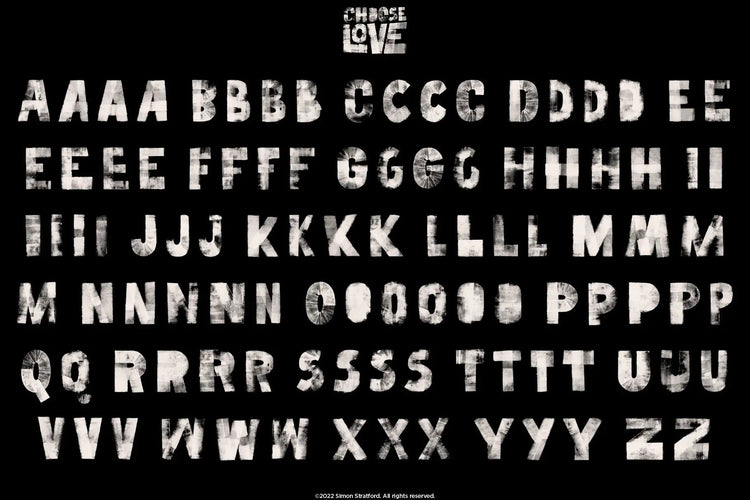 Choose Love stylistic alternatives highlighting OpenType SVG detail