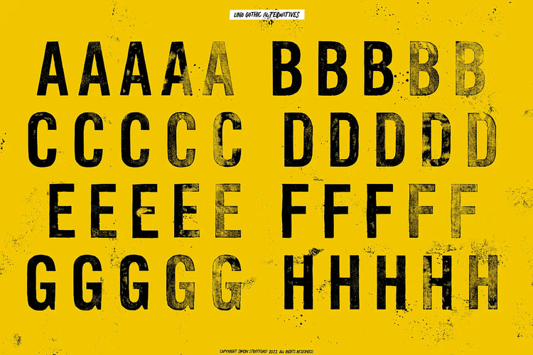 Lino Gothic stylistic alternatives highlighting vintage letterpress character