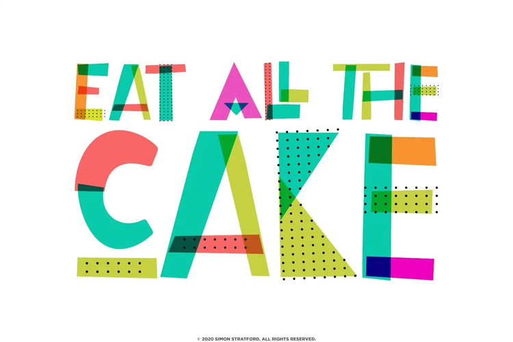 Miss Kooky headline lettering showing colourful cut-paper shapes