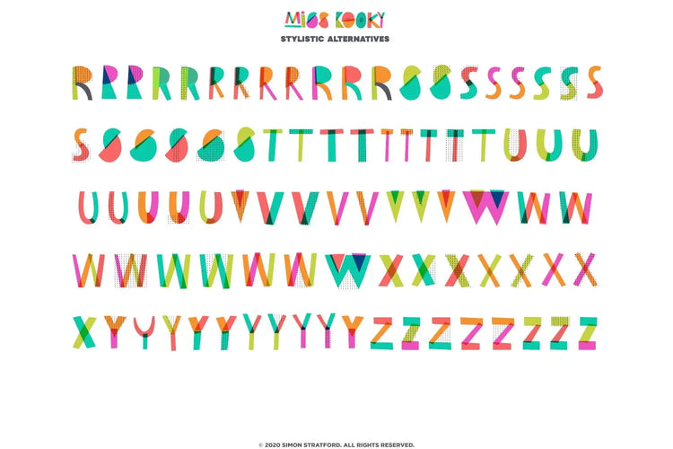 Miss Kooky display text sample highlighting layered paper texture