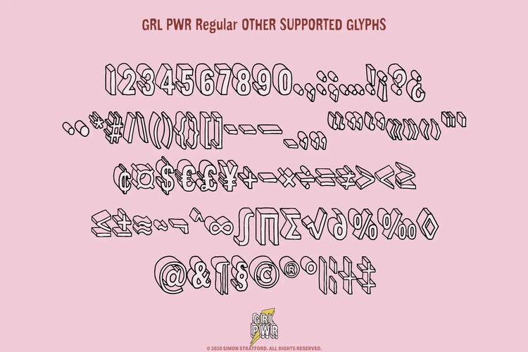 GRL PWR OpenType features highlighting OpenType SVG colour detail in a separate specimen