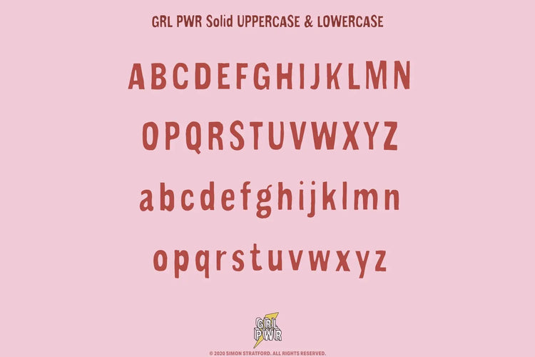 GRL PWR OpenType features highlighting bold playful typography in a separate specimen