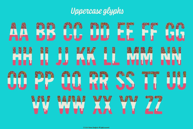 Fab Lolly headline lettering showing colourful ice-lolly lettering