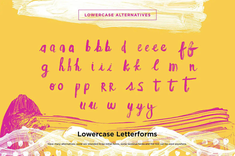 Hello Monday lowercase letterforms highlighting real painted brushstrokes