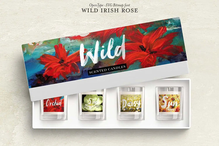 Wild Irish Rose font used in branding highlighting real handmade lettering