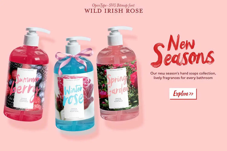 Wild Irish Rose font used in branding highlighting powerful script energy