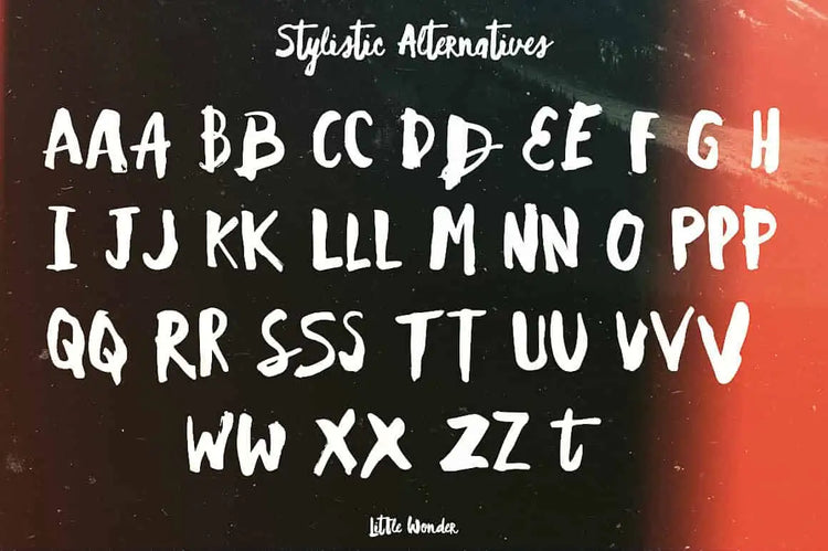 Little Wonder type specimen featuring kooky brush character