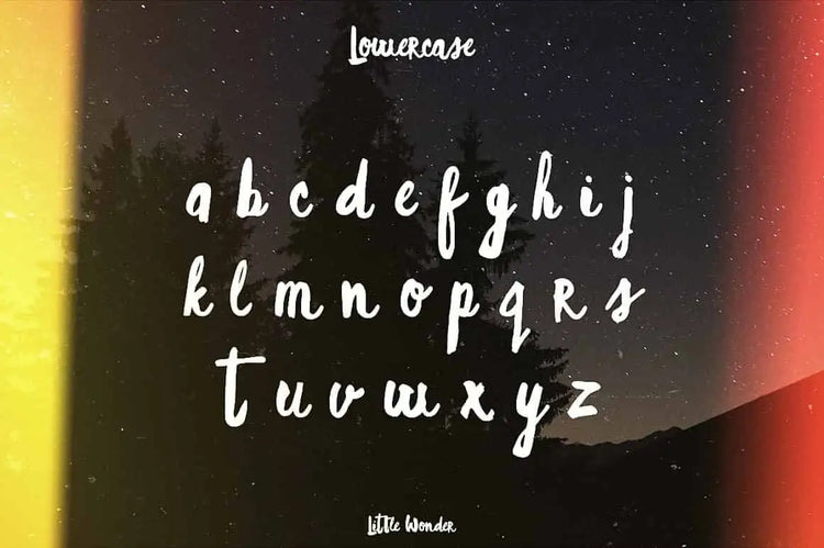 Little Wonder headline lettering showing single-brush watercolour strokes