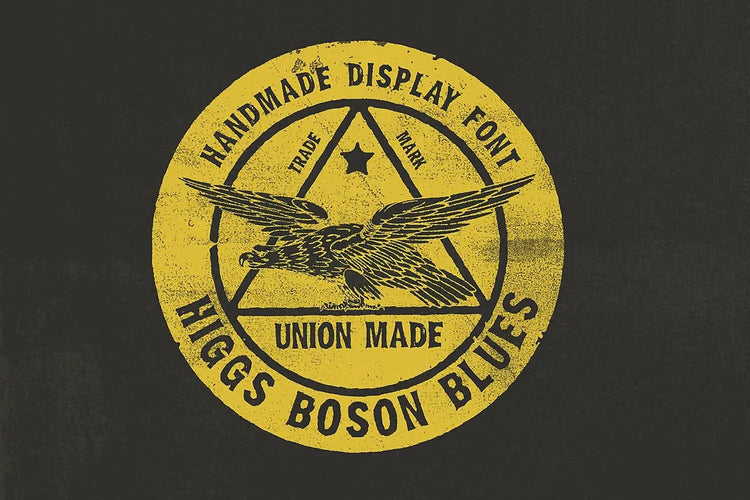 Higgs Boson Blues type specimen featuring traditional vector letterforms