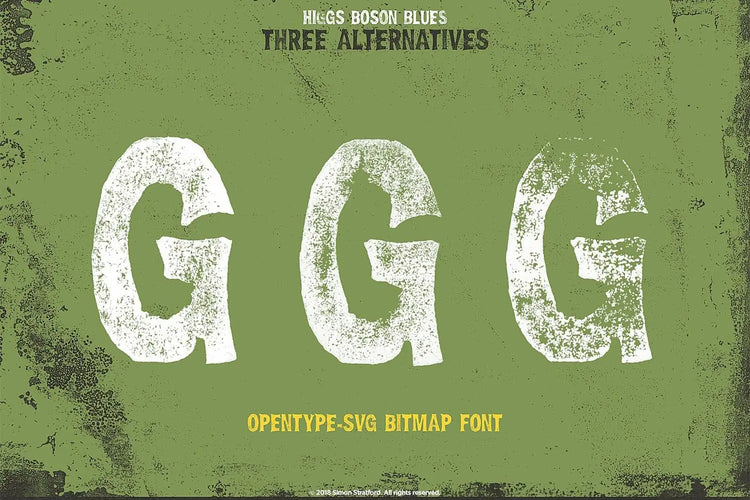 Higgs Boson Blues font used in branding highlighting American wood-type influence