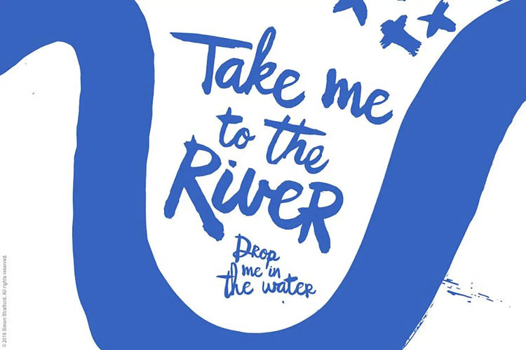 Take Me to the River glyph preview featuring black Indian-ink texture
