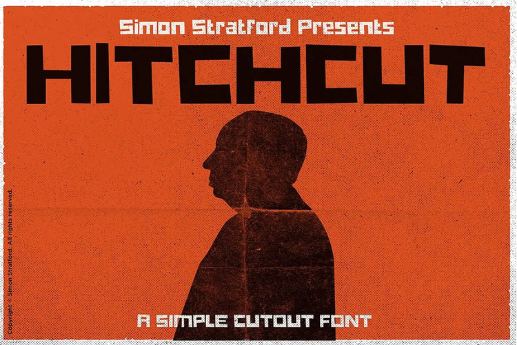 Hitchcut cut-paper-inspired bold display font by Simon Stratford