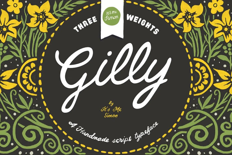 Gilly Script retro hand-painted script font specimen