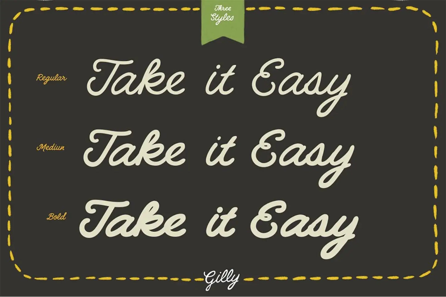 Gilly script font design example 2