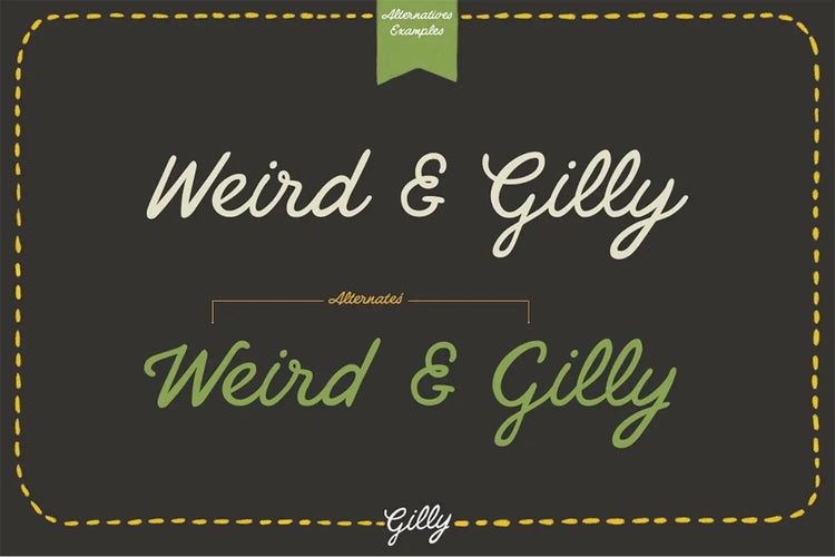 Gilly Script character preview highlighting bold casual brush shapes