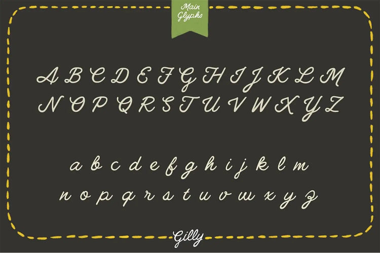 Gilly Script type specimen featuring retro poster lettering