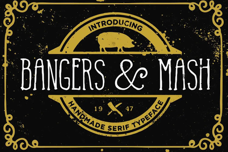 Bangers and Mash quirky handmade serif font specimen