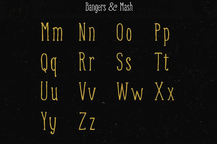 Bangers and Mash lettering detail showing playful display lettering