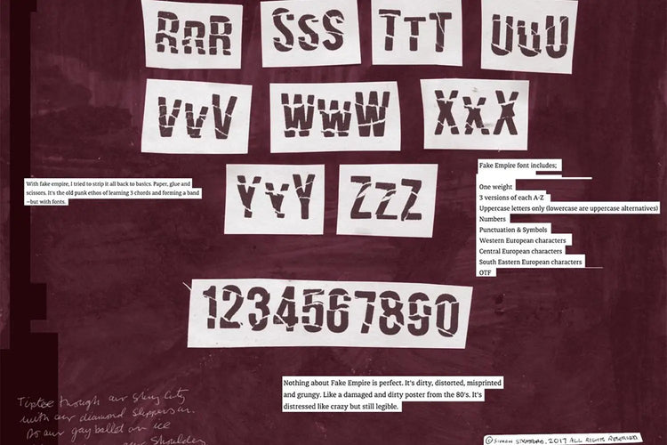 Fake Empire typographic composition highlighting deliberately imperfect shapes