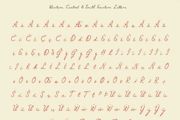 Gently Script script letterforms highlighting simple readable letterforms