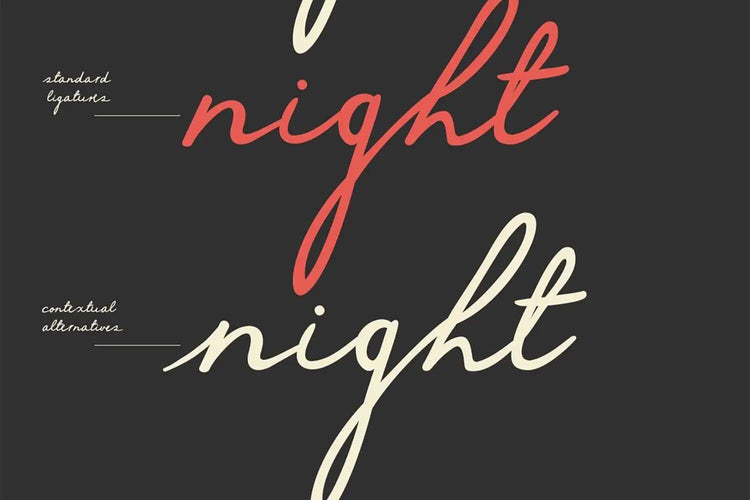 Gently Script script letterforms highlighting decorative capital letters in a separate specimen