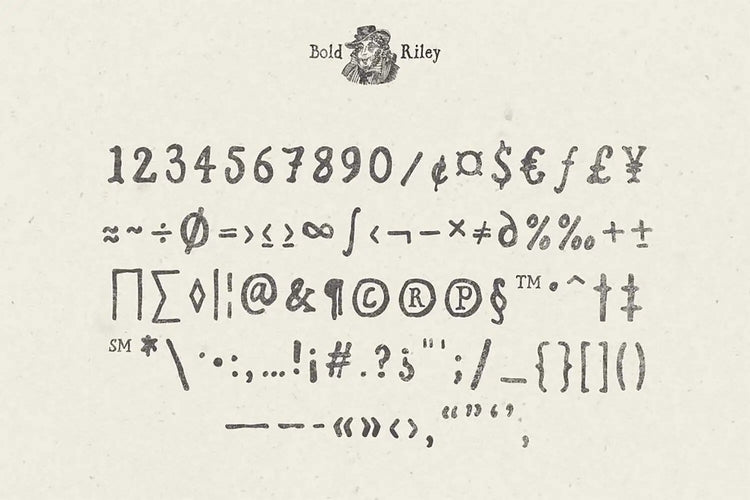 Bold Riley bold letterforms highlighting salty vintage charm