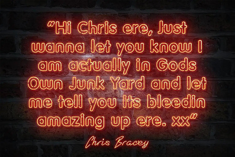 Gods Own Junkyard lettering detail showing strong headline shapes