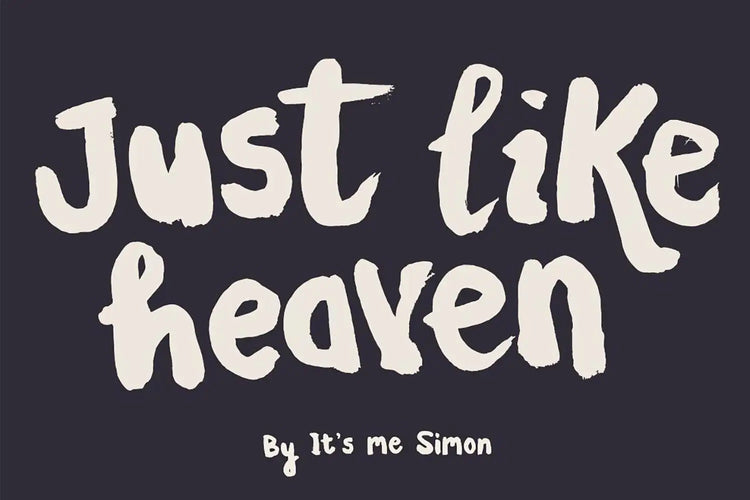 Just Like Heaven handmade brush display font by Simon Stratford