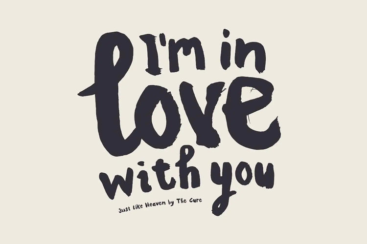 Just Like Heaven typographic composition highlighting playful handmade proportions