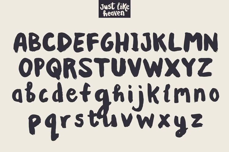 Just Like Heaven alphabet sample showing alternative characters