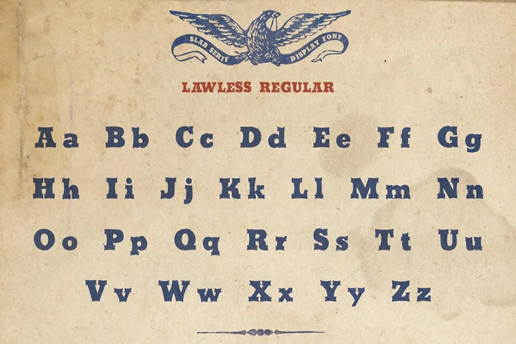 Lawless character preview highlighting layered slab serif styles