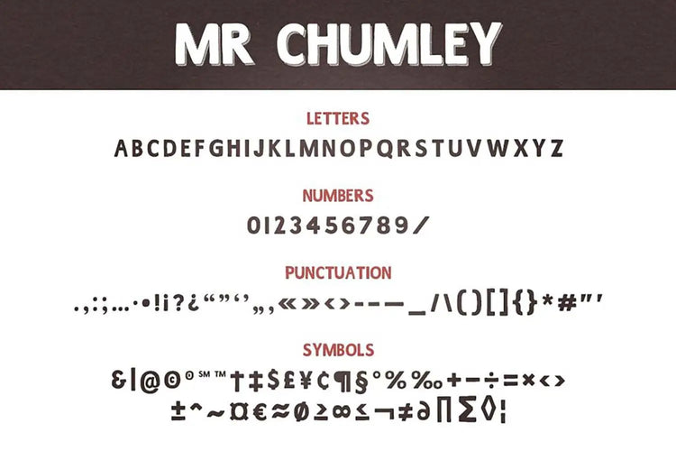 Mr Chumley display text sample highlighting strong poster typography