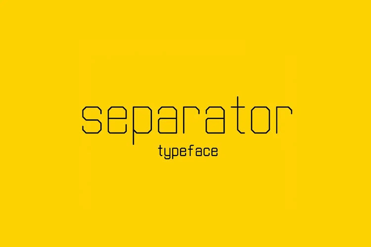 Separator experimental geometric sans serif font specimen
