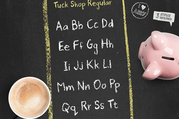 Tuck Shop typographic composition highlighting playful childlike character