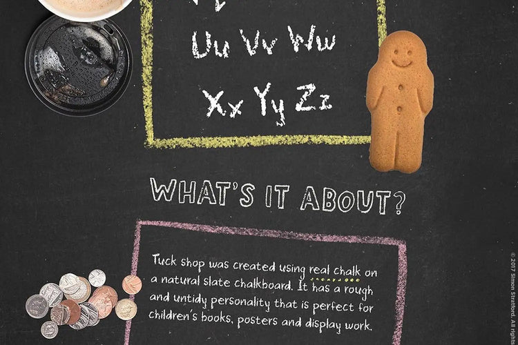 Tuck Shop alphabet sample showing hand-drawn lettering