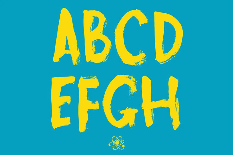 Atomic Dustbin character preview highlighting unicase uppercase lettering