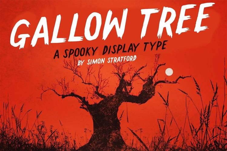 Gallow Tree hand-drawn horror brush font specimen