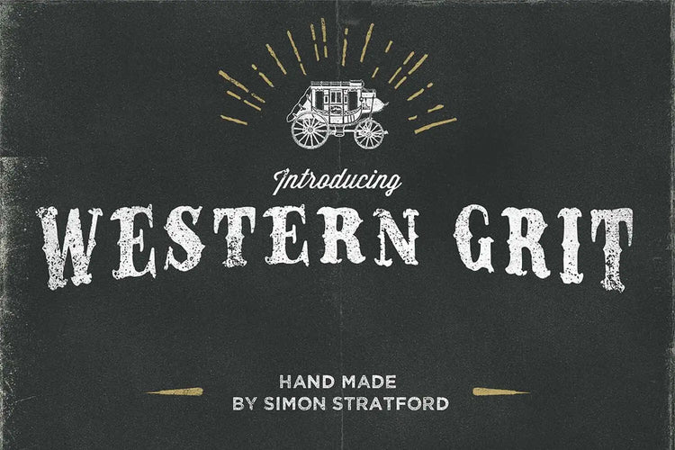 Western Grit distressed Western wood type font specimen