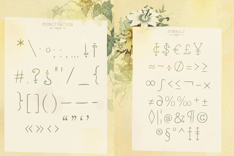 Petit Jardin lettering detail showing romantic invitation lettering