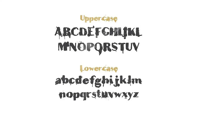 Teardrop typography sample featuring hand-drawn drips and splashes