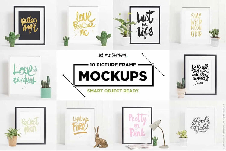 10 Picture Frames Photoshop mockup preview