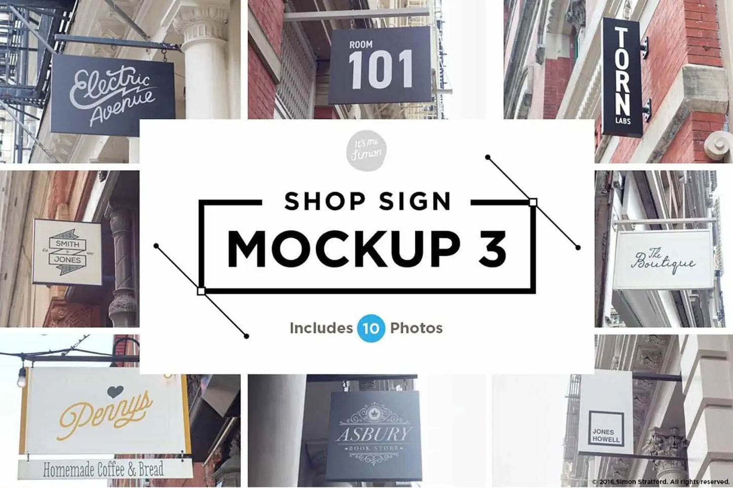 Shop sign mockup 3 Photoshop mockup preview