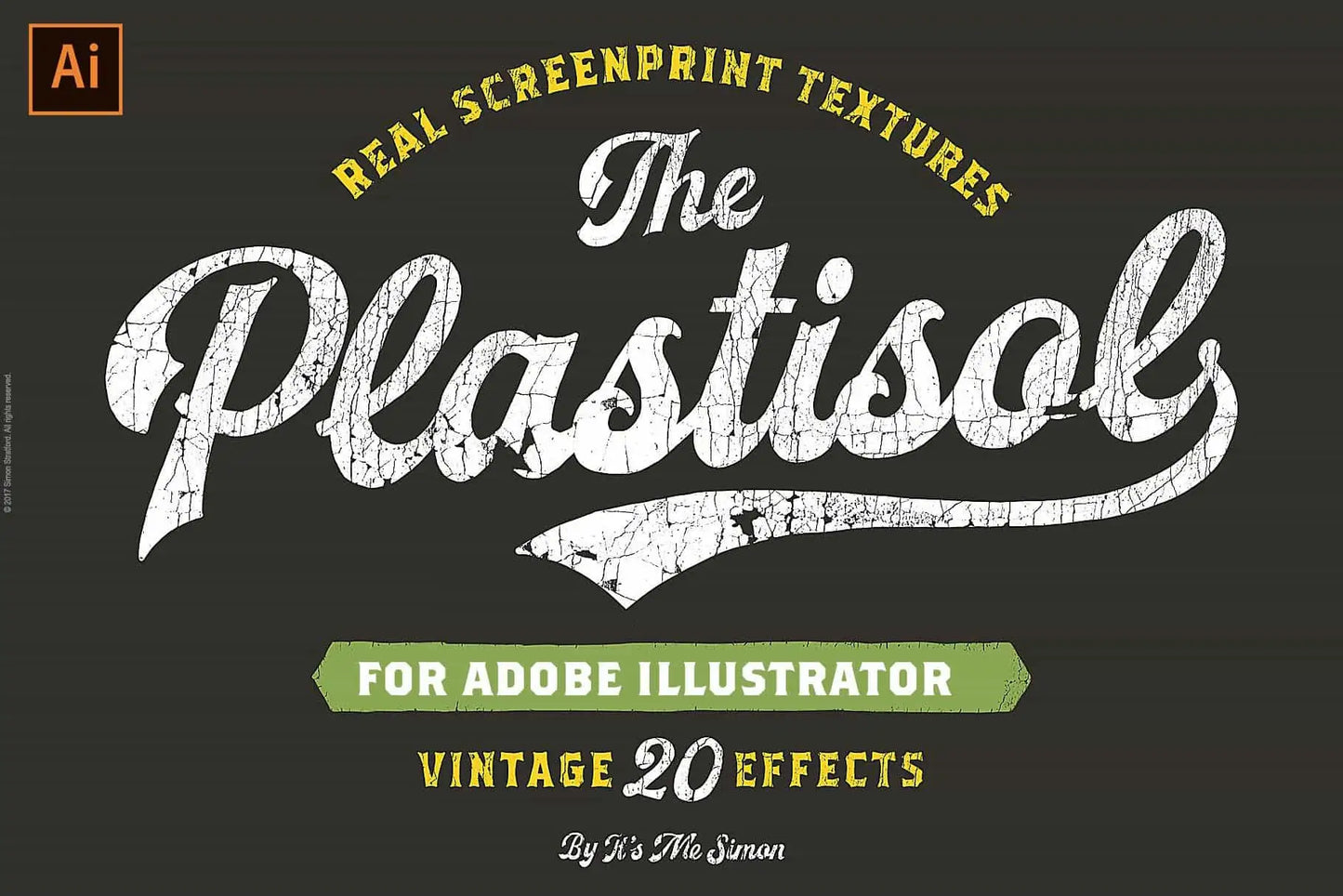Vintage plastisol cracked illustrator texture pack preview